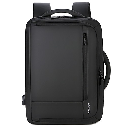 

Waterproof Nylon Zipper School Bag Solid Color Daily Black
