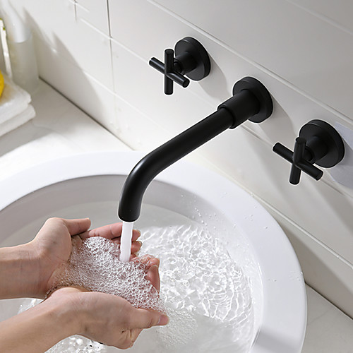 

Bathroom Sink Faucet - Wall Mount / Widespread Black Oxide Finish Wall Installation Two Handles Two HolesBath Taps