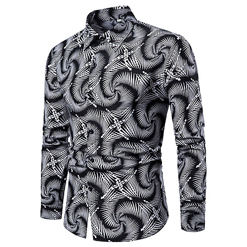 

Men's Graphic Solid Colored Slim Shirt Basic Daily Weekend Black / Long Sleeve