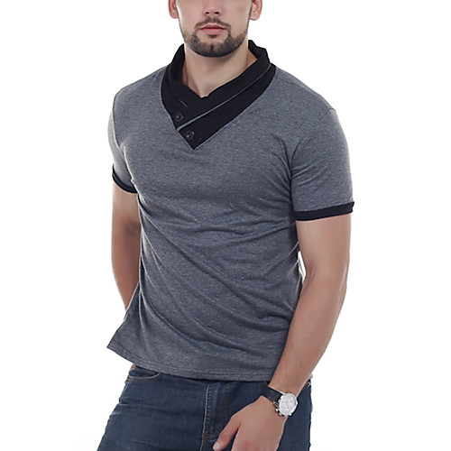 

Men's T shirt Solid Colored Color Block Patchwork Tops Black Blue Dark Gray