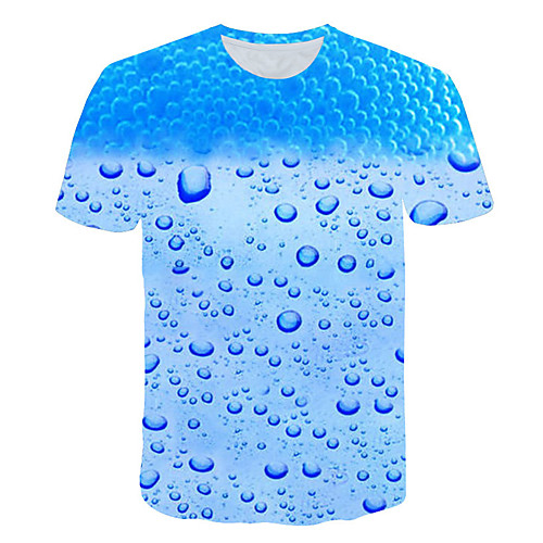 

Men's Beer Print T-shirt Round Neck Blue