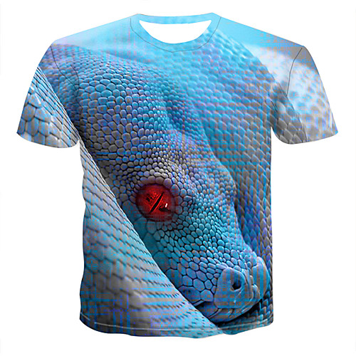 

Men's T shirt Graphic 3D Animal Print Tops Light Blue