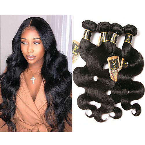 

6 Bundles Brazilian Hair Body Wave 100% Remy Hair Weave Bundles 300 g Natural Color Hair Weaves / Hair Bulk Bundle Hair One Pack Solution 8-28 inch Natural Color Human Hair Weaves Odor Free Thick For