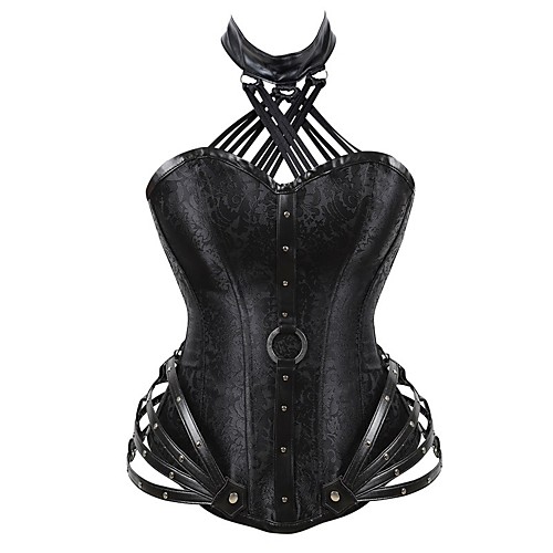 

Women's Zipper Overbust Corset - Geometric, Modern Style / Basic Black Red S M L