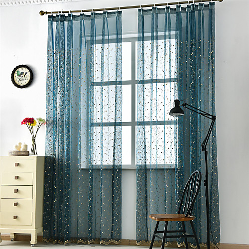 

Contemporary Sheer One Panel Sheer Living Room Curtains / Embroidery