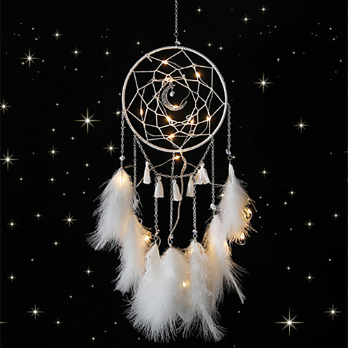 

Led Boho Dream Catcher Handmade Gift Wall Hanging Decor Art Ornament Craft Feather Moon 5015cm for Kids Bedroom Wedding Festival