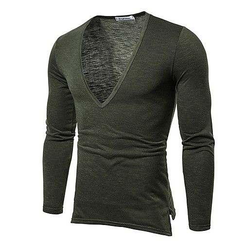 

Men's Solid Colored T-shirt V Neck Black / Army Green / Royal Blue