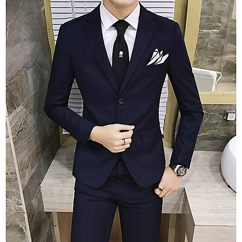 

Tuxedos Tailored Fit / Standard Fit Notch Single Breasted Two-buttons Wool / Polyester Solid Colored