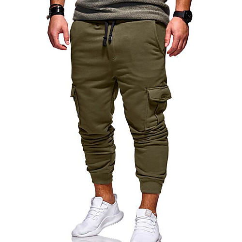 

Men's Active / Basic Daily Slim Chinos / wfh Sweatpants Pants - Solid Colored Army Green Khaki Light gray XXL XXXL XXXXL