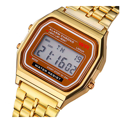 

Couple's Digital Watch Digital Stainless Steel Silver / Gold LED Light Casual Watch Digital Vintage Fashion - Gold Silver One Year Battery Life
