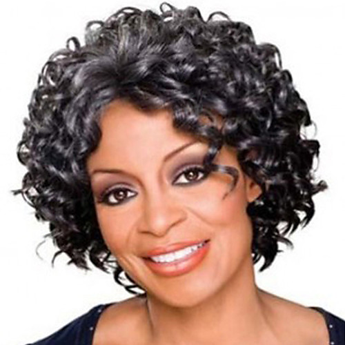 

Synthetic Wig Afro Curly Free Part Wig Short Grey Synthetic Hair 12 inch Women's Women Synthetic Easy dressing Dark Gray / For Black Women
