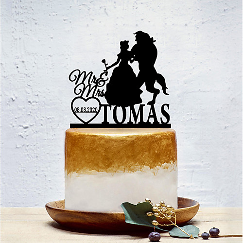 

Cake Topper Classic Theme / Creative / Wedding Personalized / Romantic Acrylic Wedding / Party Evening with Solid 1 pcs OPP