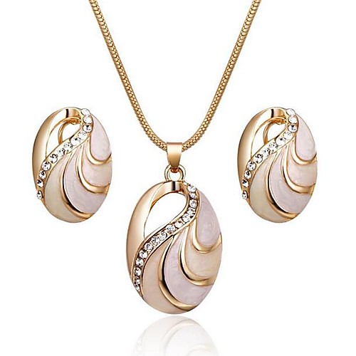 

Women's Diamond Stud Earrings Pendant Necklace Classic Stylish Classic Rhinestone Gold Plated Shell Earrings Jewelry BlackGolden / Rainbow / Gold For Daily Work 1 set