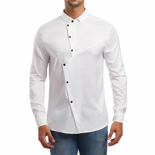 

Men's Shirt Solid Colored Patchwork Tops White Black Red