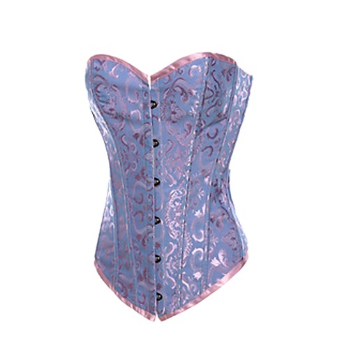 

Women's Hook & Eye Overbust Corset - Embroidery / Contemporary, Deep V / Basic White Black Blue S M L