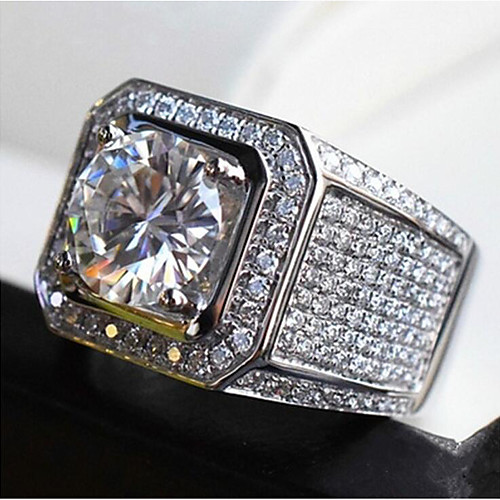 

Men Ring Synthetic Diamond Pave White Copper Fashion Luxury Big 1pc 8 9 10 11 12 / Men's