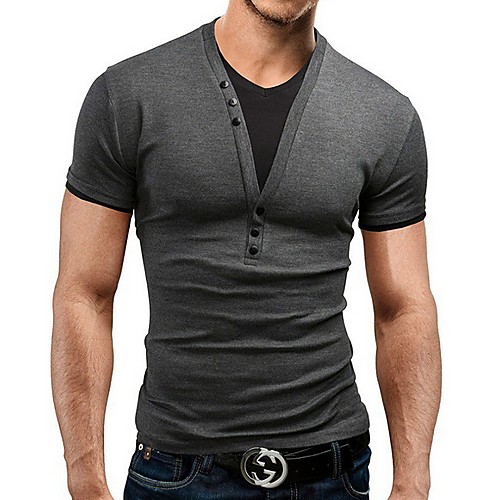 

Men's Graphic Solid Colored Slim T-shirt V Neck Black / Blue / Red / Light gray / Dark Gray