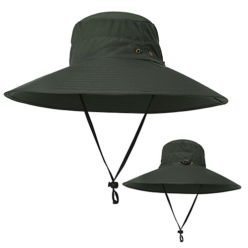 

TCAHCC Men's Fishing Hat Hiking Hat Hiking Cap Wide Brim Summer Winter Outdoor Sunscreen UV Resistant Breathable Quick Dry Solid Color Cotton Dark Grey Army Green Grey for Fishing Climbing Traveling