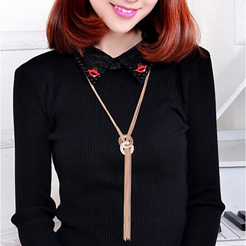 

MISSING U Women's Tassel Long Necklace Zircon Sweet Fashion Lovely Gold Silver 70 cm Necklace Jewelry 1pc For Street Daily