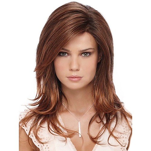 

Synthetic Wig Bangs kinky Straight Side Part Wig Long Brown / Burgundy Synthetic Hair 26 inch Women's Fashionable Design Smooth Women Brown / Ombre Hair
