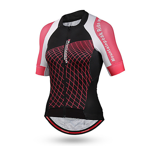 

Mountainpeak Women's Short Sleeve Cycling Jersey Pink Plaid / Checkered Bike Jersey Top Mountain Bike MTB Road Bike Cycling Breathable Quick Dry Sports Clothing Apparel / High Elasticity