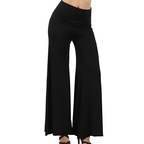 

Women's Basic Wide Leg Pants - Solid Colored White Black Navy Blue S / M / L