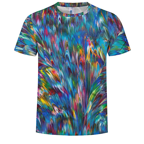 

Men's Plus Size Rainbow Graphic Print T-shirt - Cotton Round Neck Rainbow