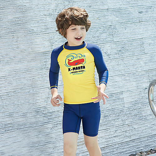 

Boys' Rash Guard Dive Skin Suit Diving Suit Long Sleeve 2 Piece - Diving Water Sports Patchwork Autumn / Fall Spring Summer / Stretchy / Kid's
