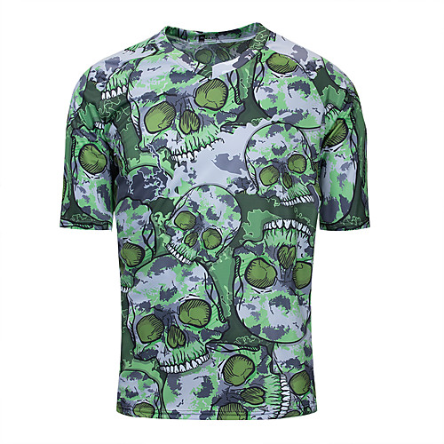 

Men's Short Sleeve Cycling Jersey Downhill Jersey Dirt Bike Jersey Green Skull Bike Jersey Top Mountain Bike MTB Road Bike Cycling Breathable Quick Dry Sweat-wicking Sports Clothing Apparel