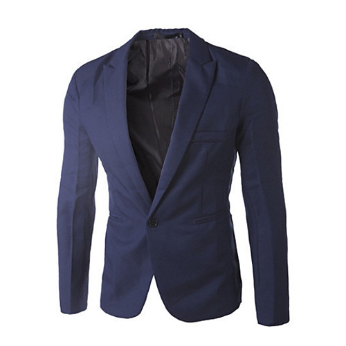 

Men's Blazer, Solid Colored Shirt Collar Polyester Black / White / Purple