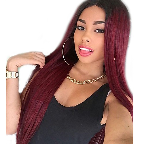

Synthetic Wig Curly Middle Part Wig Long Dark Red Synthetic Hair 22 inch Women's Women Red
