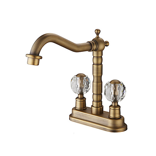 

Bathroom Sink Centerset Faucet / Faucet Set - Widespread Antique Copper / Gold / Rose Gold Other Two Handles Two HolesBath Taps / Brass