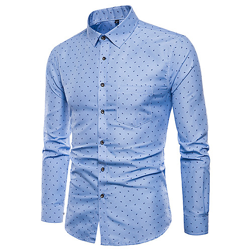 

Men's Shirt Polka Dot Plus Size Long Sleeve Daily Tops Basic Blushing Pink Light Blue