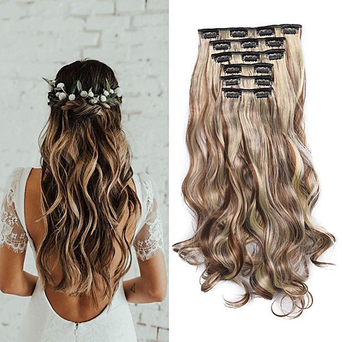 

Laflare Synthetic Extentions Wavy Synthetic Hair Medium Length Hair Extension Clip In Clip In / On 1 Piece Women Extention New Arrival Women's Christmas Wedding Halloween