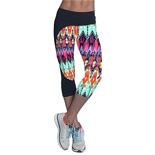 

Women's High Rise Yoga Pants Color Block Running Fitness Gym Workout 3/4 Tights Activewear Quick Dry Soft Tummy Control Power Flex Stretchy Skinny