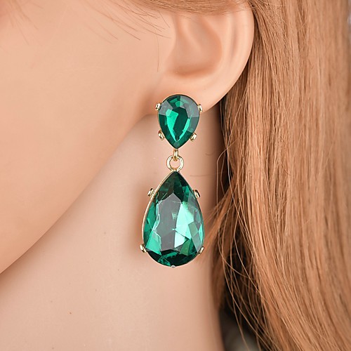

Women's Crystal Drop Earrings Briolette Drop Simple Classic European Fashion Earrings Jewelry Red / Green / Blue For Party Carnival Holiday Work Festival 1 Pair