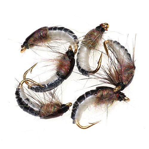 

6 pcs Flies Fishing Lures Flies Worm Feathers Carbon Steel Mixed Material Sinking Sea Fishing Fly Fishing Bait Casting