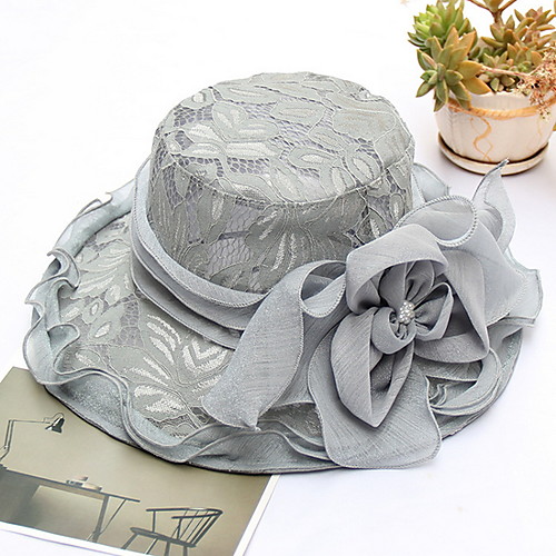 

Women's Kentucky Derby Basic Lace Sun Hat-Solid Colored Beige Gray Khaki