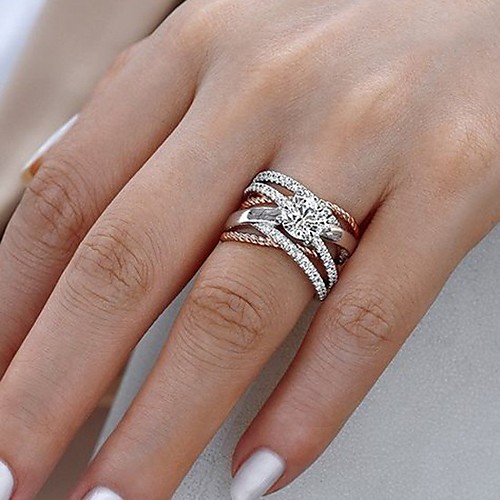

Women Engagement Ring Cubic Zirconia Solitaire White Gold Plated Alloy Luxury 1pc 6 7 8 9 10 / Women's / Wedding