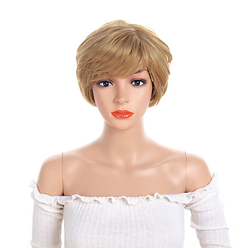 

Synthetic Wig Wavy Layered Haircut Wig Blonde Short Light golden Synthetic Hair 10 inch Women's Women Synthetic Best Quality Blonde Laflare