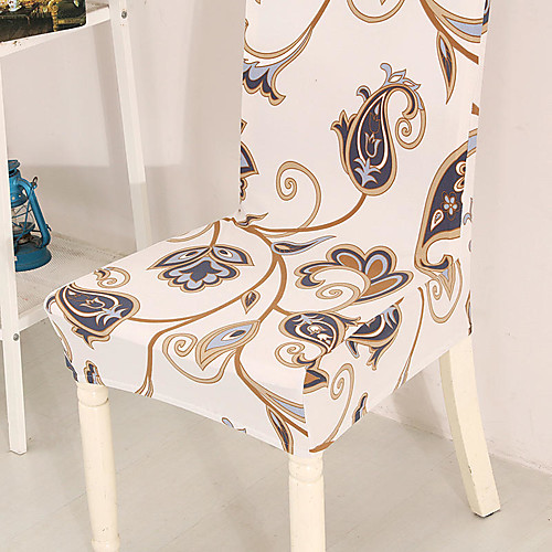 

Beige Floral Print Very Soft Chair Cover Stretch Removable Washable Dining Room Chair Protector Slipcovers Home Decor Dining Room Seat Cover