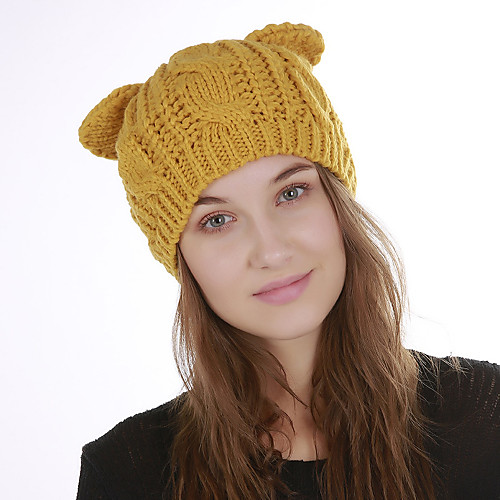 

Women's Active Basic Cute Acrylic Floppy Hat-Solid Colored Fall Winter Yellow Red Brown
