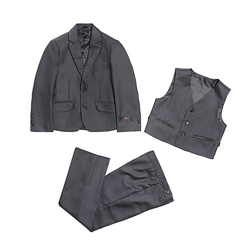 

Gray Polyester Ring Bearer Suit - Three-piece Suit Includes Jacket / Vest / Pants