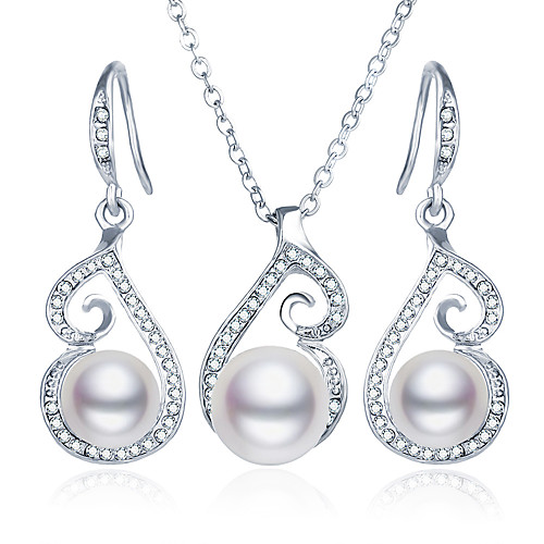 

Women's Drop Earrings Pendant Necklace Vintage Style Classic European Elegant Imitation Pearl Earrings Jewelry Silver For Party Prom Festival 3pcs