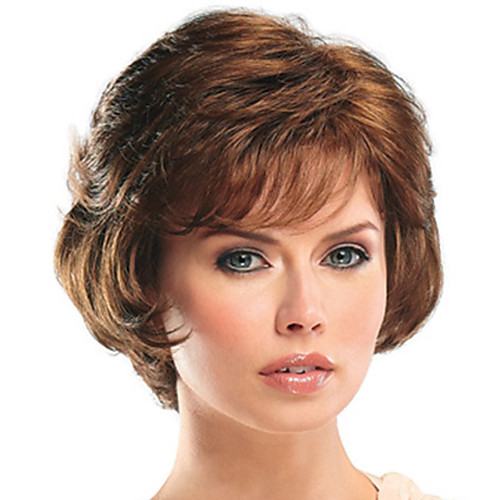 

Synthetic Wig Bangs Curly Side Part Wig Short Brown / Burgundy Synthetic Hair 12 inch Women's Fashionable Design Women Easy dressing Brown