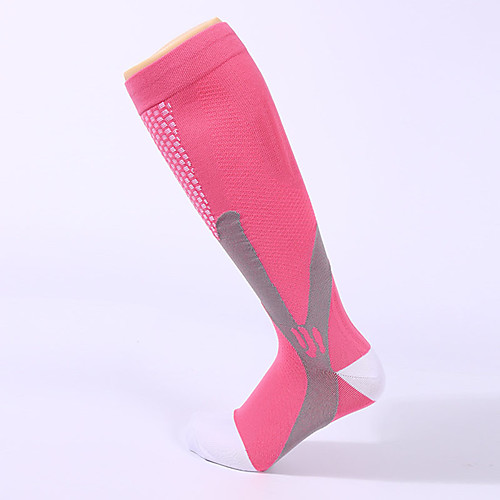 

Athletic Sports Socks Running Socks Hiking Socks Compression Socks Knee high Socks 1 Pair Quick Dry Warm Reduces Chafing Comfortable Patchwork Nylon Spring for Men's Women's Pink Blue White