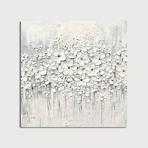 

Oil Painting Hand Painted Square Abstract Floral / Botanical Modern Stretched Canvas