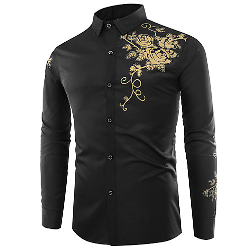 

Men's Shirt Floral Print Tops White Black Royal Blue