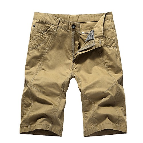 

Men's Basic Chinos Shorts Pants - Solid Colored Spring Summer Black Blue Khaki M / L / XL