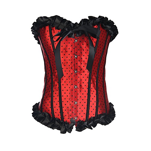 

Women's Lace Up Overbust Corset - Polka Dot / Voiles & Sheers, Modern Style / Basic Blue Purple Red S M L